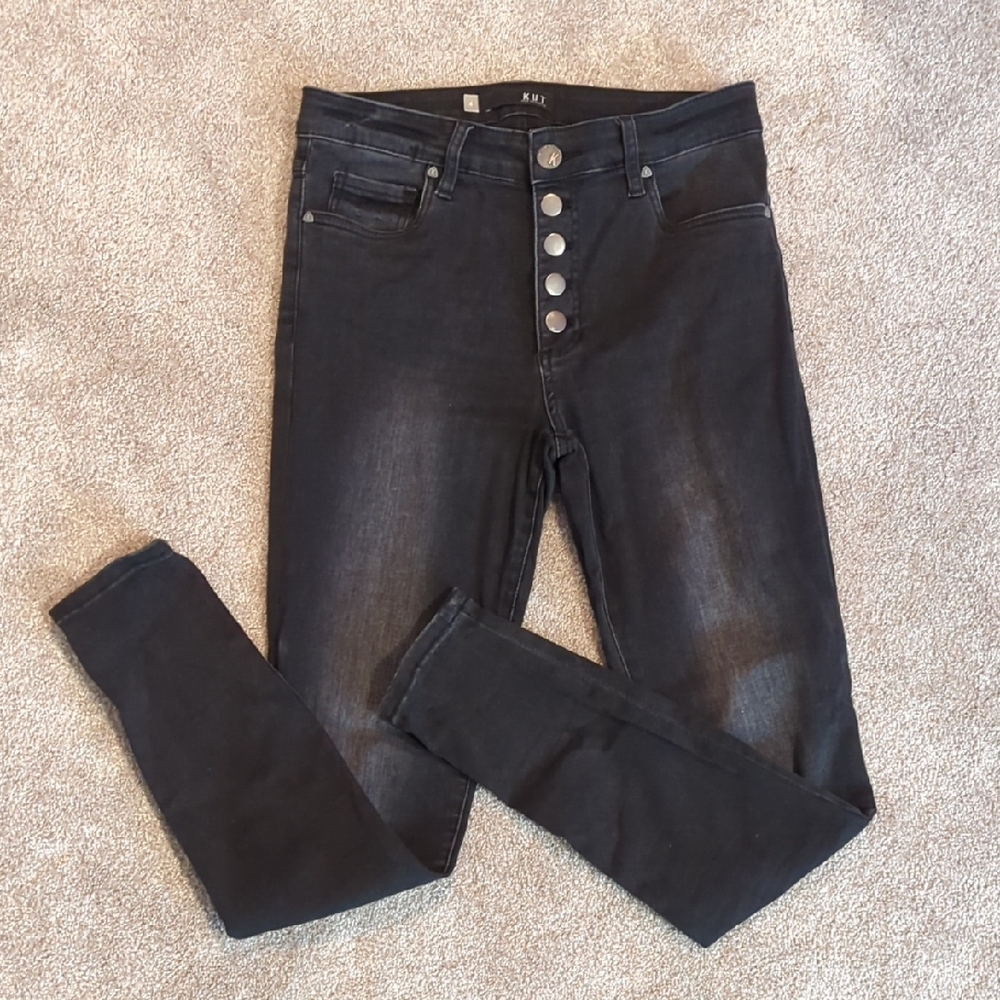Kut from the Kloth Black Skinny Button-Fly Jeans 4
